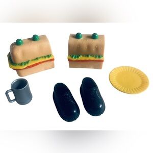 Barbie Pizza Party Courtney Accessory Lot Pizza Hut Skipper Shoes Sandwich Mug +